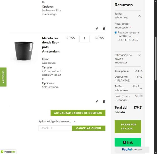 ePlanters checkout page showing ePlanters promo code box | Screenshot taken by SimplyCodes community member on Jul 18, 2025