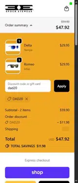 dad20 coupon verification screenshot