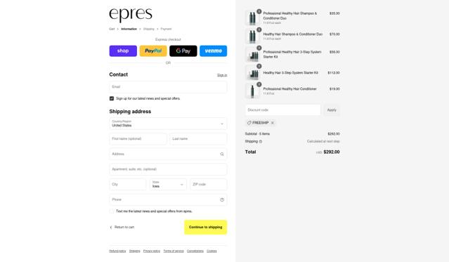 Epres checkout page showing Epres coupon code box | Screenshot taken by SimplyCodes community member on Sep 12, 2025