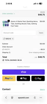 NINO15 coupon verification screenshot