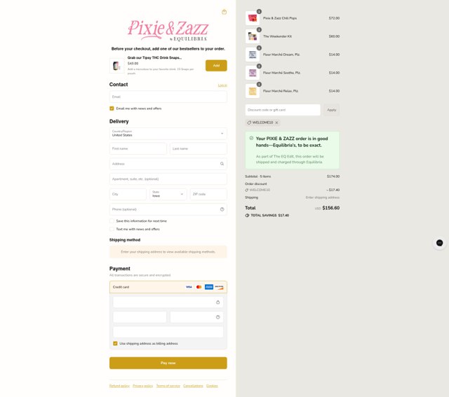 Equilibria checkout page showing Equilibria coupon code box | Screenshot taken by SimplyCodes community member on Sep 7, 2025