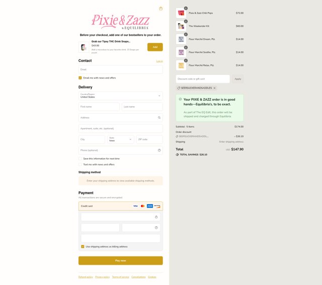 Equilibria checkout page showing Equilibria coupon code box | Screenshot taken by SimplyCodes community member on Sep 7, 2025