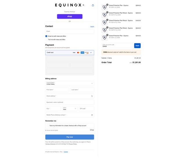 Equinox+ checkout page showing Equinox+ discount code box | Screenshot taken by SimplyCodes community member on Sep 5, 2025