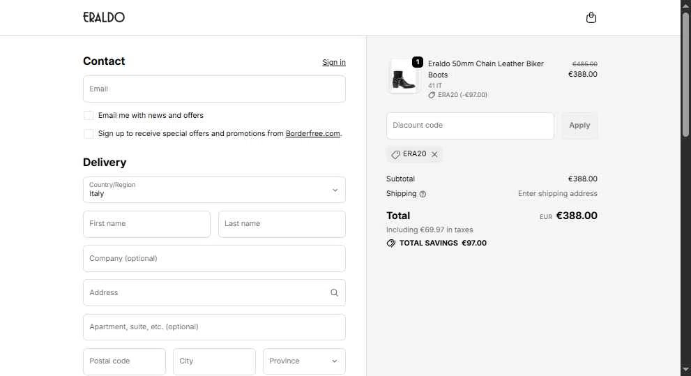 Eraldo checkout page showing Eraldo promo code box | Screenshot taken by SimplyCodes community member on Jan 10, 2026