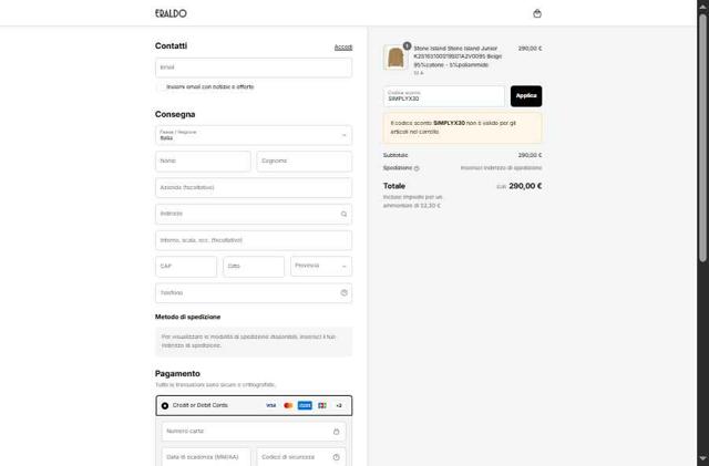 Eraldo checkout page showing Eraldo promo code box | Screenshot taken by SimplyCodes community member on Sep 7, 2025