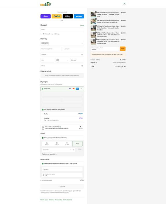Erommy checkout page showing Erommy discount code box | Screenshot taken by SimplyCodes community member on Sep 10, 2025