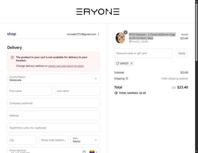 Eryone checkout page showing Eryone coupon code box | Screenshot taken by SimplyCodes community member on Sep 2, 2025