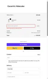 Escentric Molecules US coupon verification screenshot