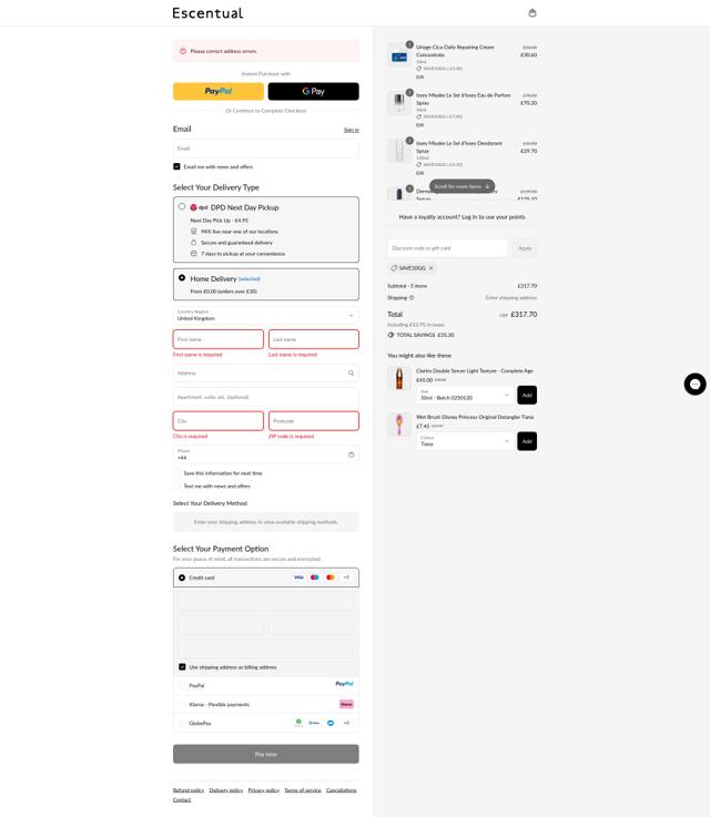 Escentual checkout page showing Escentual promo code box | Screenshot taken by SimplyCodes community member on Sep 12, 2025