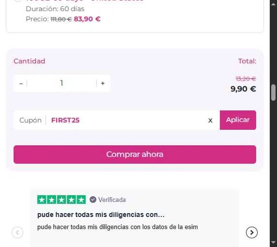 eSIM.sm checkout page showing eSIM.sm promo code box | Screenshot taken by SimplyCodes community member on Jan 7, 2026