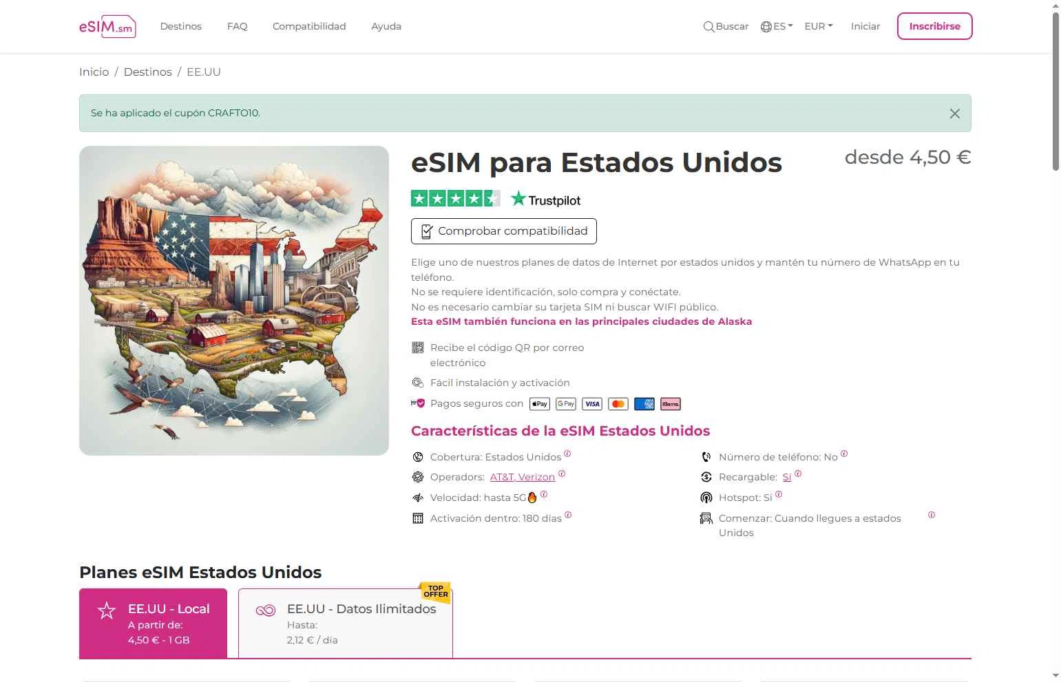 eSIM.sm checkout page showing eSIM.sm promo code box | Screenshot taken by SimplyCodes community member on Feb 6, 2026