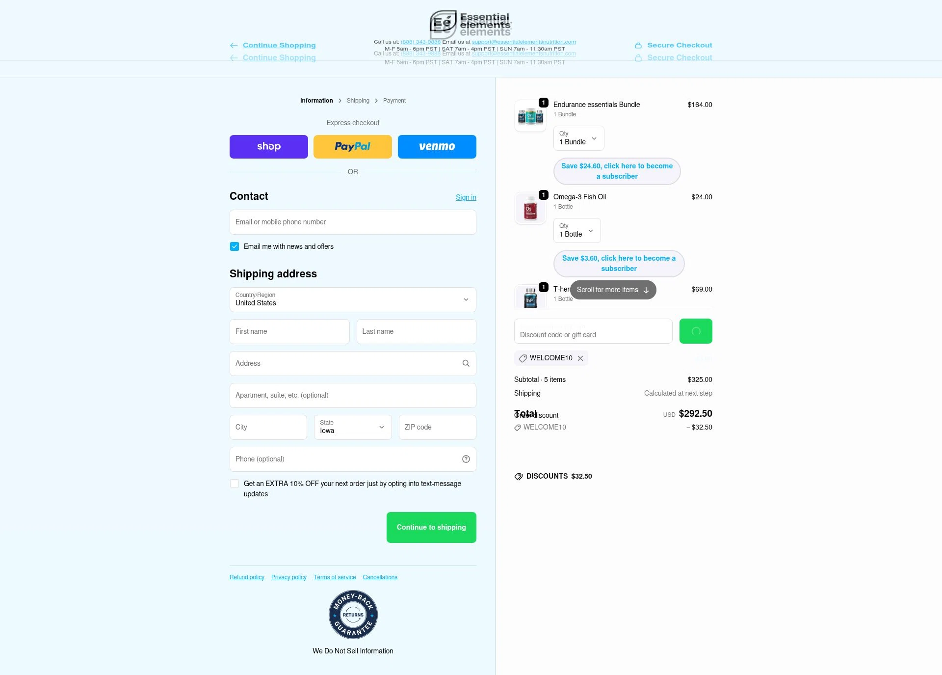 Essential Elements checkout page showing Essential Elements discount code box | Screenshot taken by SimplyCodes community member on Feb 19, 2026