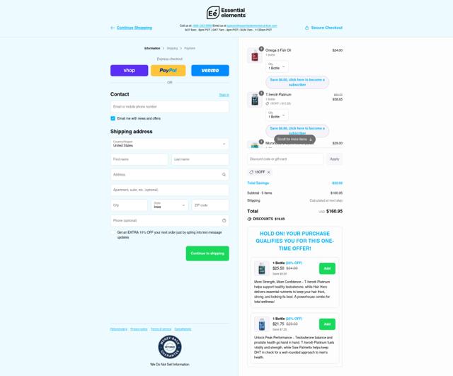 Essential Elements checkout page showing Essential Elements discount code box | Screenshot taken by SimplyCodes community member on Sep 10, 2025