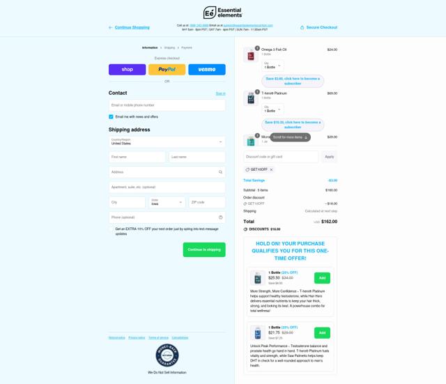 Essential Elements checkout page showing Essential Elements discount code box | Screenshot taken by SimplyCodes community member on Sep 13, 2025