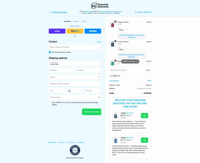 Essential Elements checkout page showing Essential Elements discount code box | Screenshot taken by SimplyCodes community member on Sep 13, 2025
