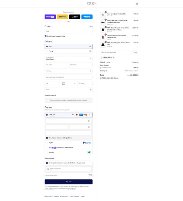 ESSX NYC checkout page showing ESSX NYC promo code box | Screenshot taken by SimplyCodes community member on Aug 3, 2025