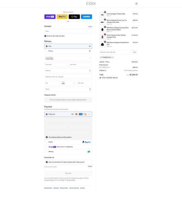 ESSX NYC checkout page showing ESSX NYC promo code box | Screenshot taken by SimplyCodes community member on Aug 7, 2025