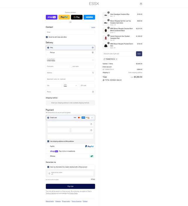 ESSX NYC checkout page showing ESSX NYC promo code box | Screenshot taken by SimplyCodes community member on Jul 30, 2025