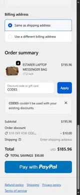 CODE5 coupon verification screenshot