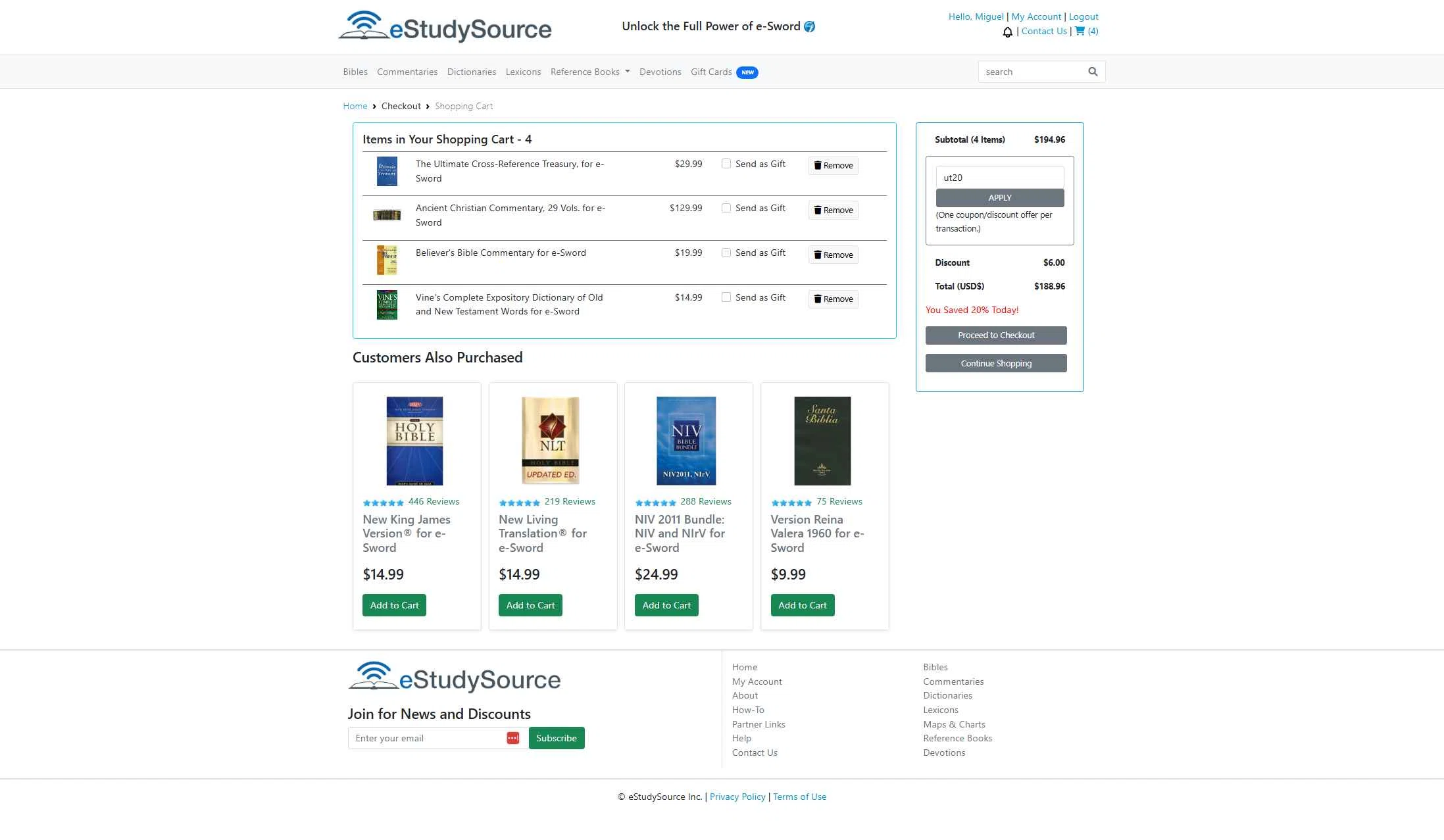 eStudySource.com checkout page showing eStudySource.com coupon code box | Screenshot taken by SimplyCodes community member on Jan 14, 2026