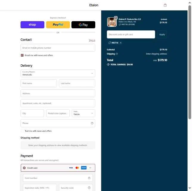 Etalon checkout page showing Etalon discount code box | Screenshot taken by SimplyCodes community member on Dec 4, 2025