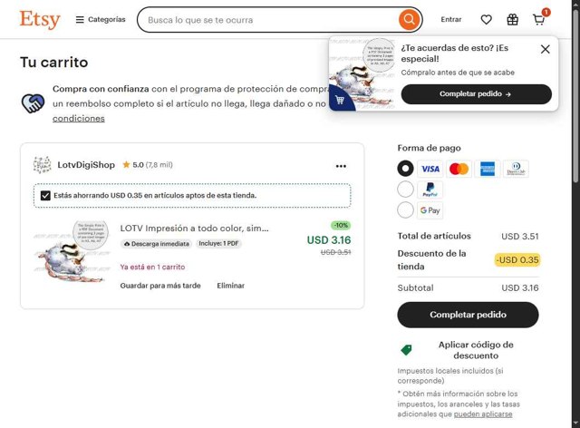 Etsy checkout page showing Etsy coupon code box | Screenshot taken by SimplyCodes community member on Aug 29, 2025