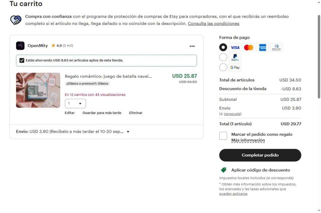 Etsy checkout page showing Etsy coupon code box | Screenshot taken by SimplyCodes community member on Aug 28, 2025