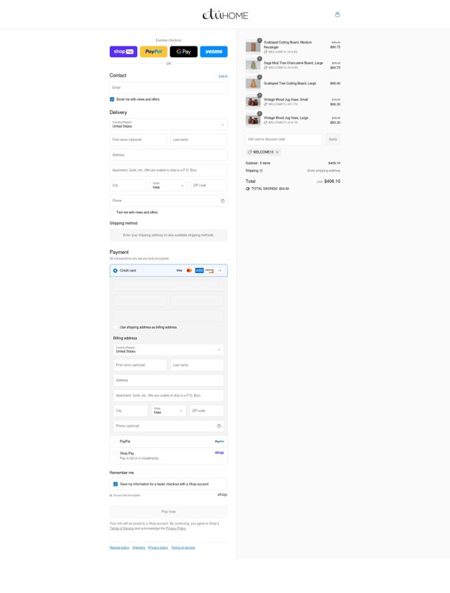 EtuHome checkout page showing EtuHome promo code box | Screenshot taken by SimplyCodes community member on Aug 25, 2025
