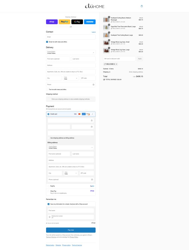 EtuHome checkout page showing EtuHome promo code box | Screenshot taken by SimplyCodes community member on Sep 3, 2025