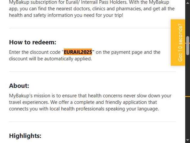 Eurail checkout page showing Eurail discount code box | Screenshot taken by SimplyCodes community member on Sep 8, 2025