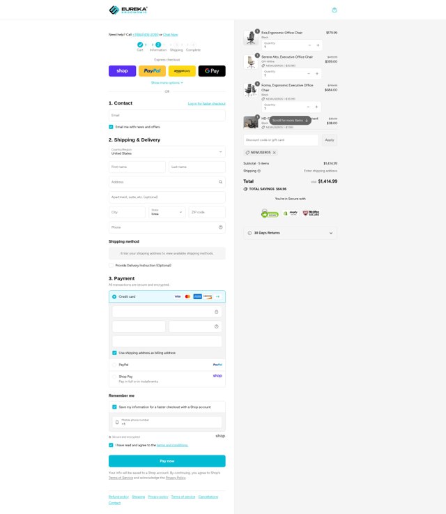 Eureka Ergonomic checkout page showing Eureka Ergonomic discount code box | Screenshot taken by SimplyCodes community member on Sep 2, 2025
