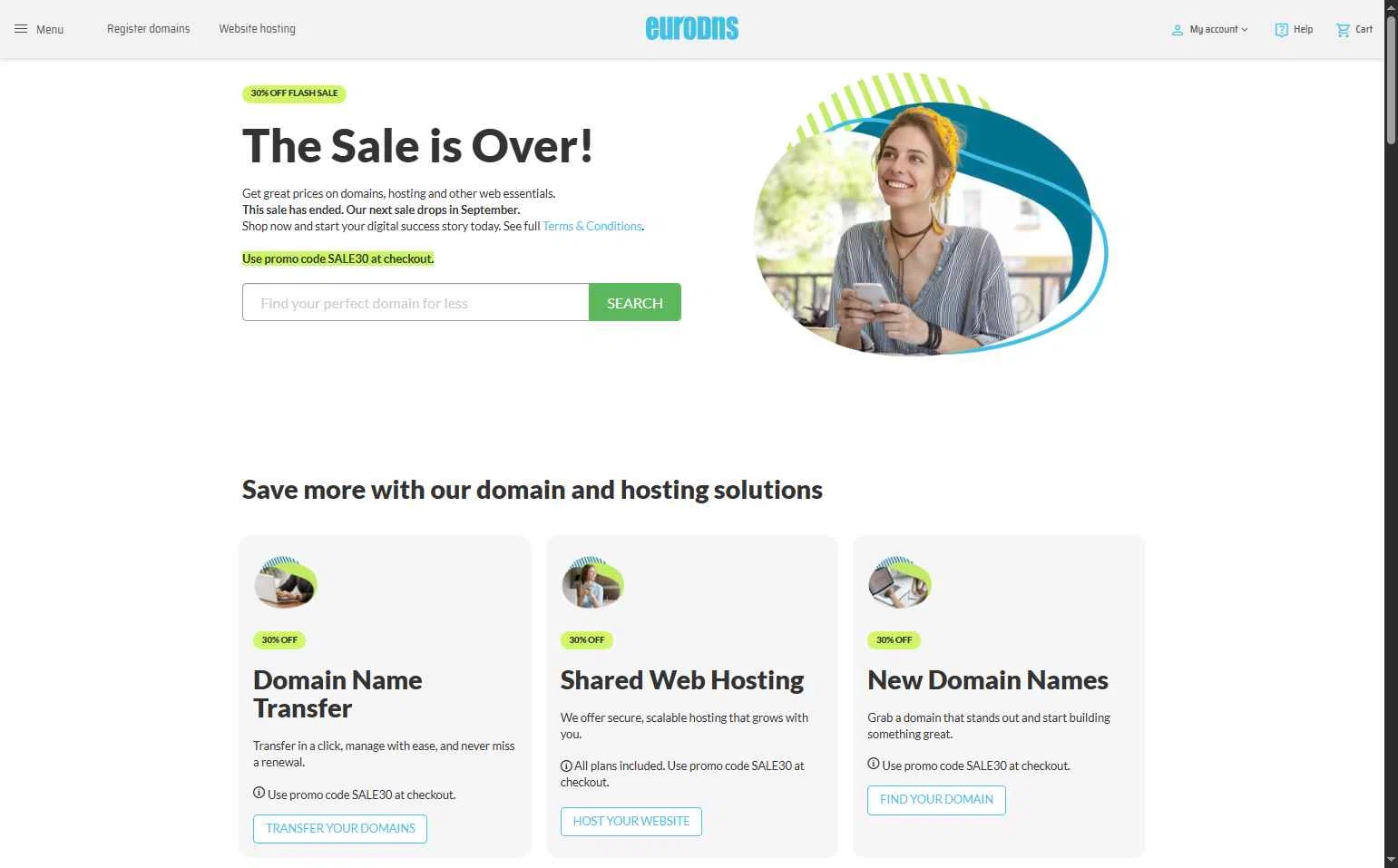 EuroDNS checkout page showing EuroDNS promo code box | Screenshot taken by SimplyCodes community member on Sep 13, 2025