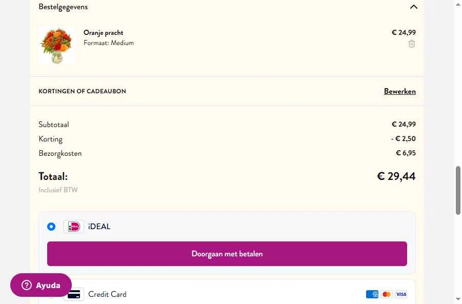 Euroflorist checkout page showing Euroflorist discount code box | Screenshot taken by SimplyCodes community member on May 24, 2025