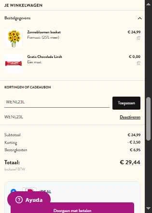 Euroflorist checkout page showing Euroflorist discount code box | Screenshot taken by SimplyCodes community member on Jul 5, 2025