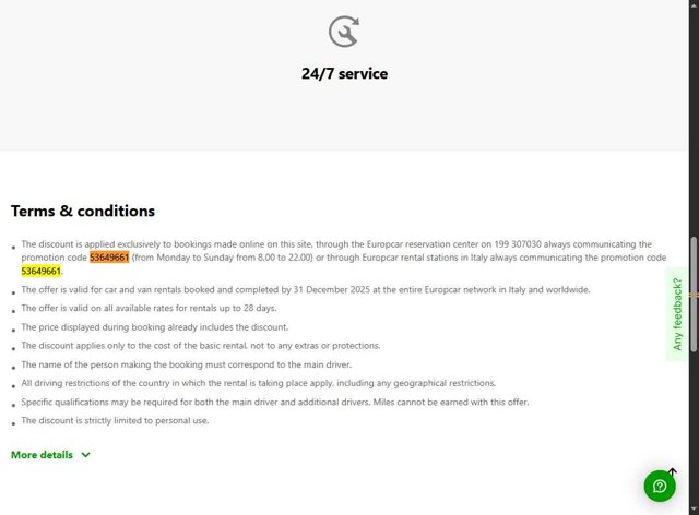 Europcar checkout page showing Europcar coupon code box | Screenshot taken by SimplyCodes community member on Aug 28, 2025