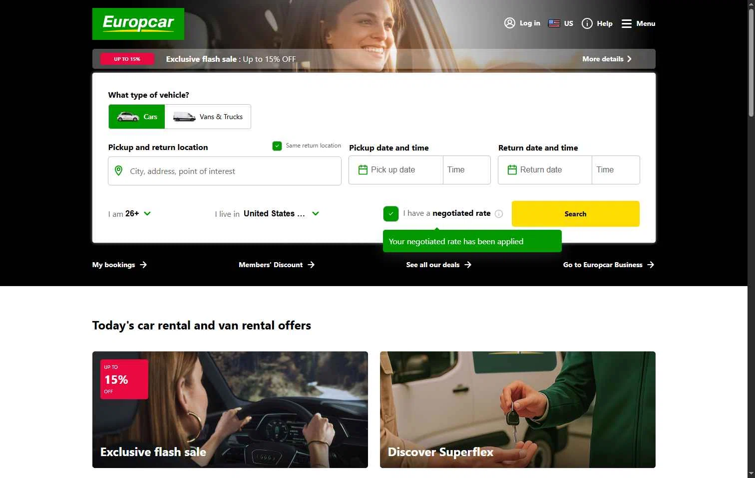 Europcar checkout page showing Europcar coupon code box | Screenshot taken by SimplyCodes community member on Sep 11, 2025