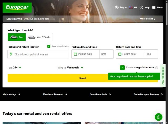Europcar checkout page showing Europcar coupon code box | Screenshot taken by SimplyCodes community member on Aug 28, 2025