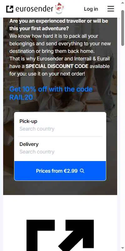 Eurosender checkout page showing Eurosender discount code box | Screenshot taken by SimplyCodes community member on Dec 24, 2025