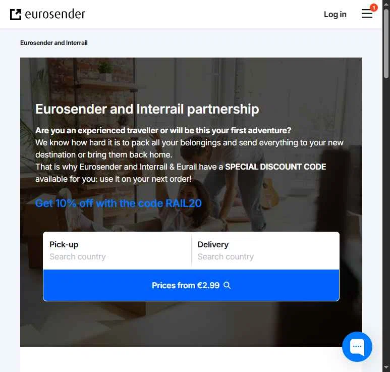 Eurosender checkout page showing Eurosender discount code box | Screenshot taken by SimplyCodes community member on Sep 10, 2025
