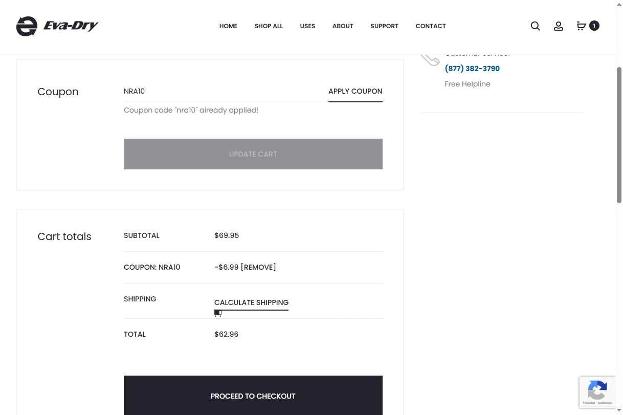 Eva- Dry checkout page showing Eva- Dry coupon code box | Screenshot taken by SimplyCodes community member on Dec 31, 2025