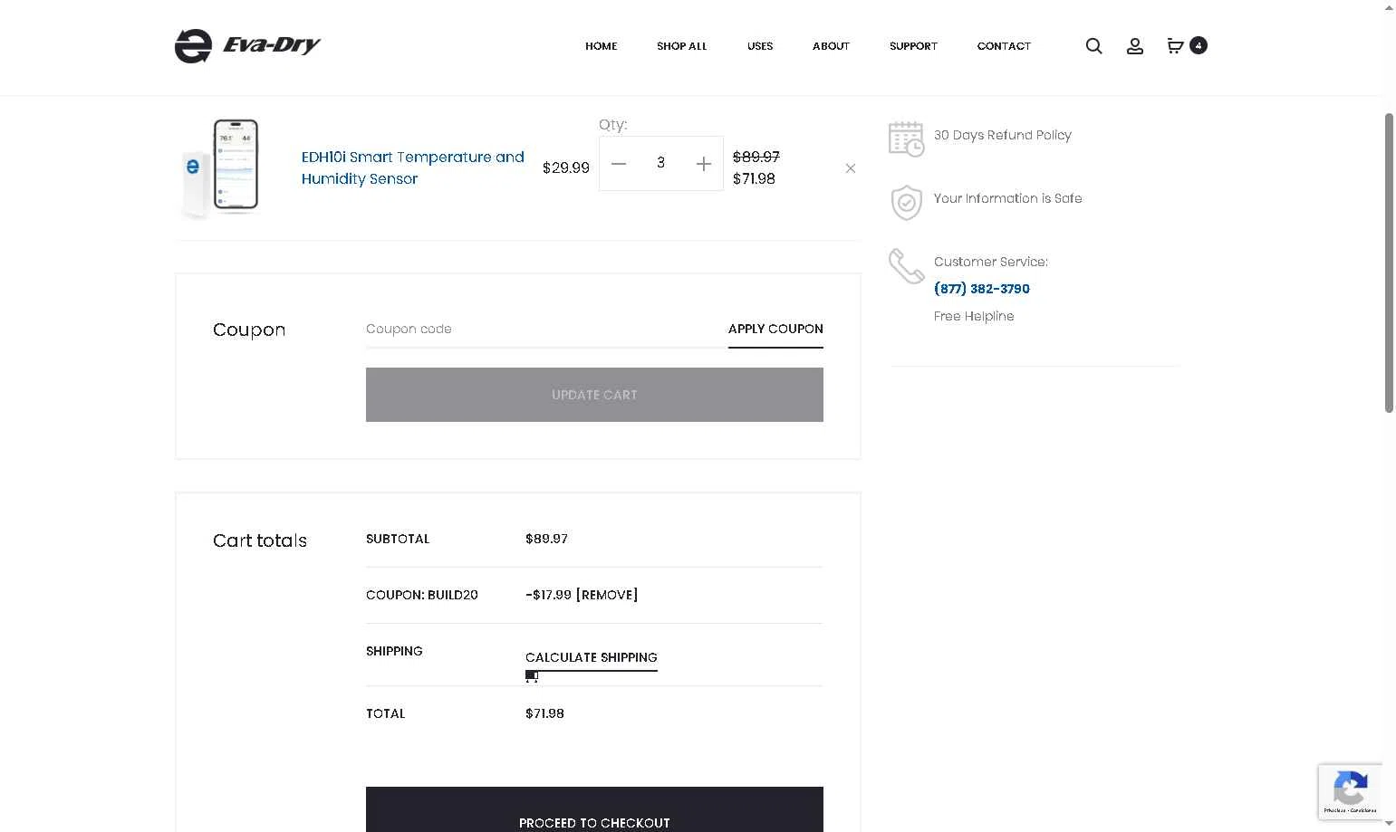 Eva- Dry checkout page showing Eva- Dry coupon code box | Screenshot taken by SimplyCodes community member on Dec 12, 2025