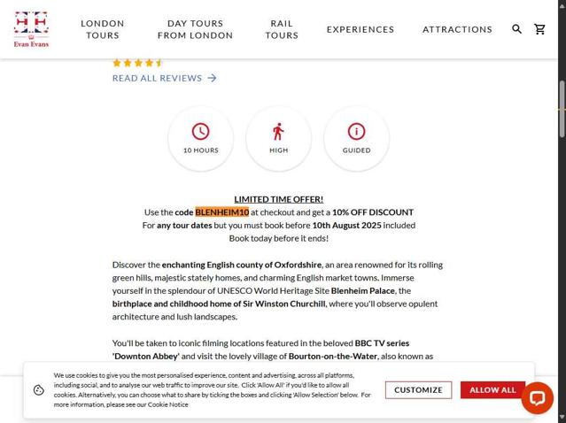 Evan Evans Tours checkout page showing Evan Evans Tours promo code box | Screenshot taken by SimplyCodes community member on Jul 28, 2025