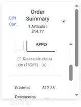 15OFF coupon verification screenshot