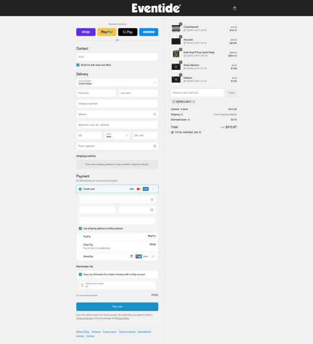 Eventide checkout page showing Eventide promo code box | Screenshot taken by SimplyCodes community member on Sep 10, 2025