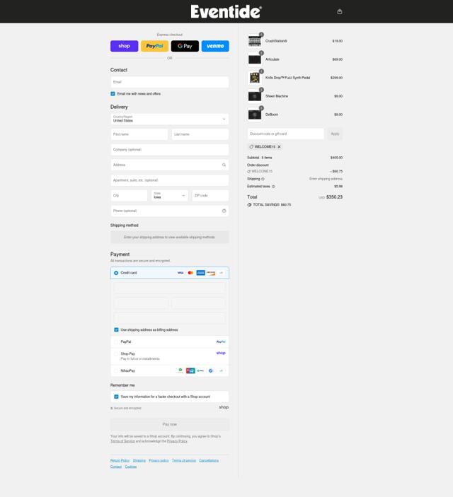 Eventide checkout page showing Eventide promo code box | Screenshot taken by SimplyCodes community member on Aug 28, 2025