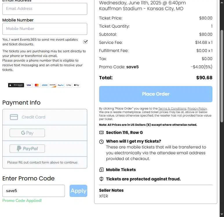 Events365 checkout page showing Events365 promo code box | Screenshot taken by SimplyCodes community member on Jun 11, 2025