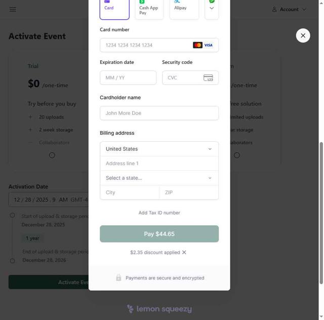 EventShare checkout page showing EventShare discount code box | Screenshot taken by SimplyCodes community member on May 24, 2025