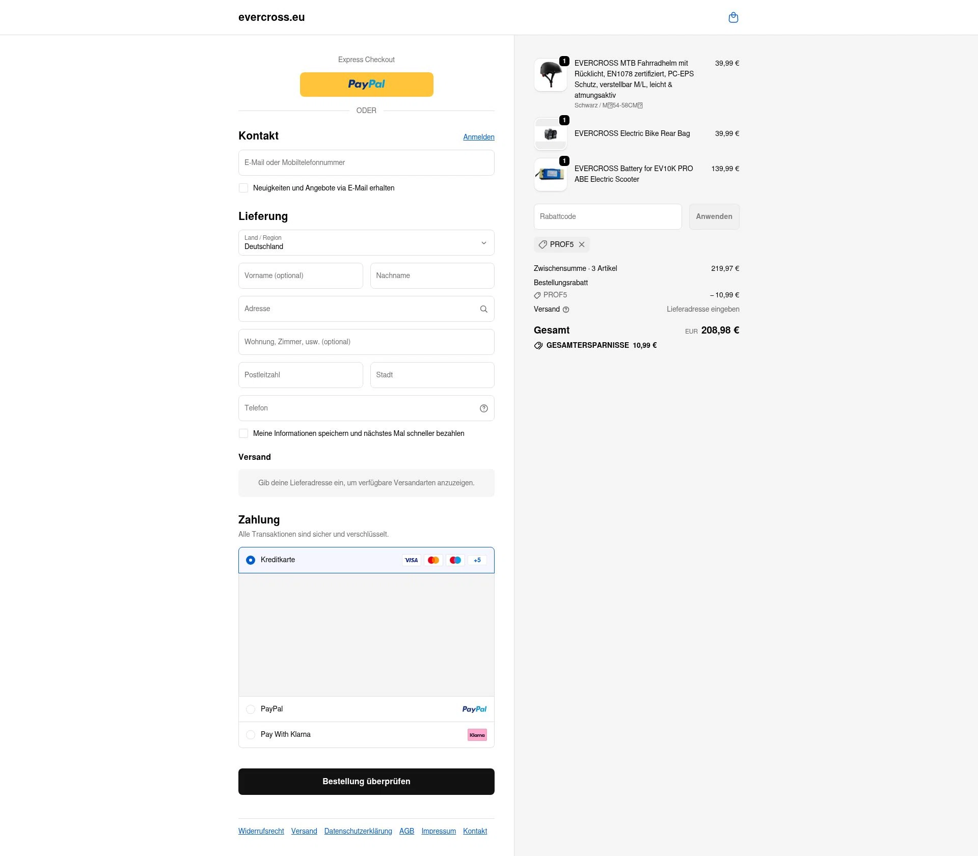 Evercross checkout page showing Evercross discount code box | Screenshot taken by SimplyCodes community member on Feb 14, 2026