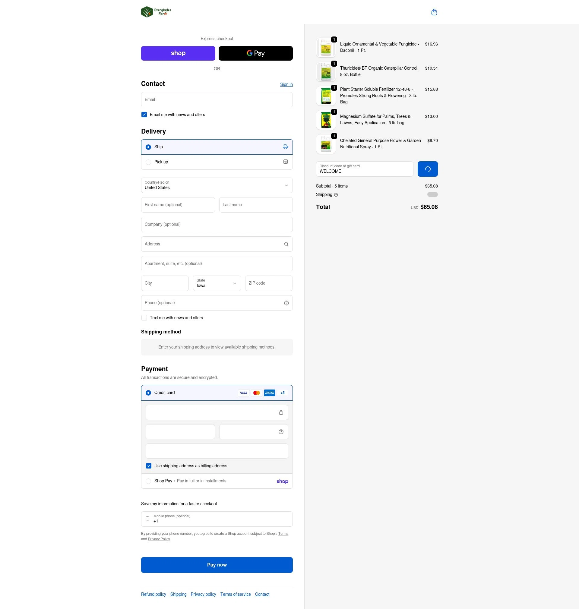 Everglades Farm checkout page showing Everglades Farm discount code box | Screenshot taken by SimplyCodes community member on Feb 1, 2026