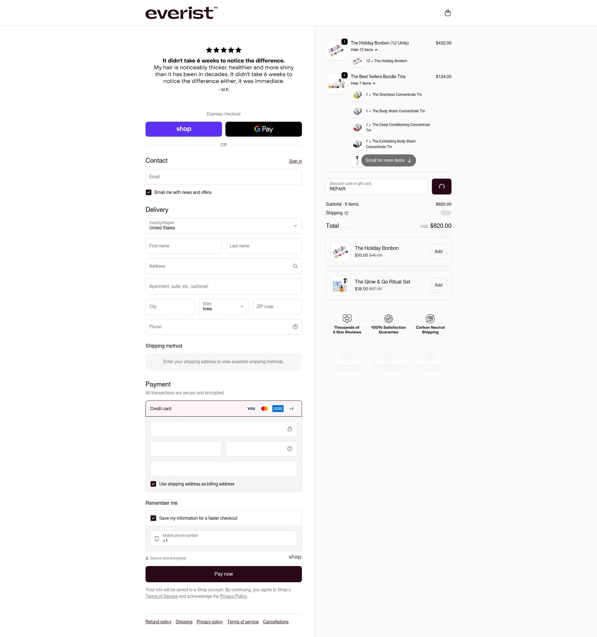 Everist checkout page showing Everist promo code box | Screenshot taken by SimplyCodes community member on Dec 21, 2025